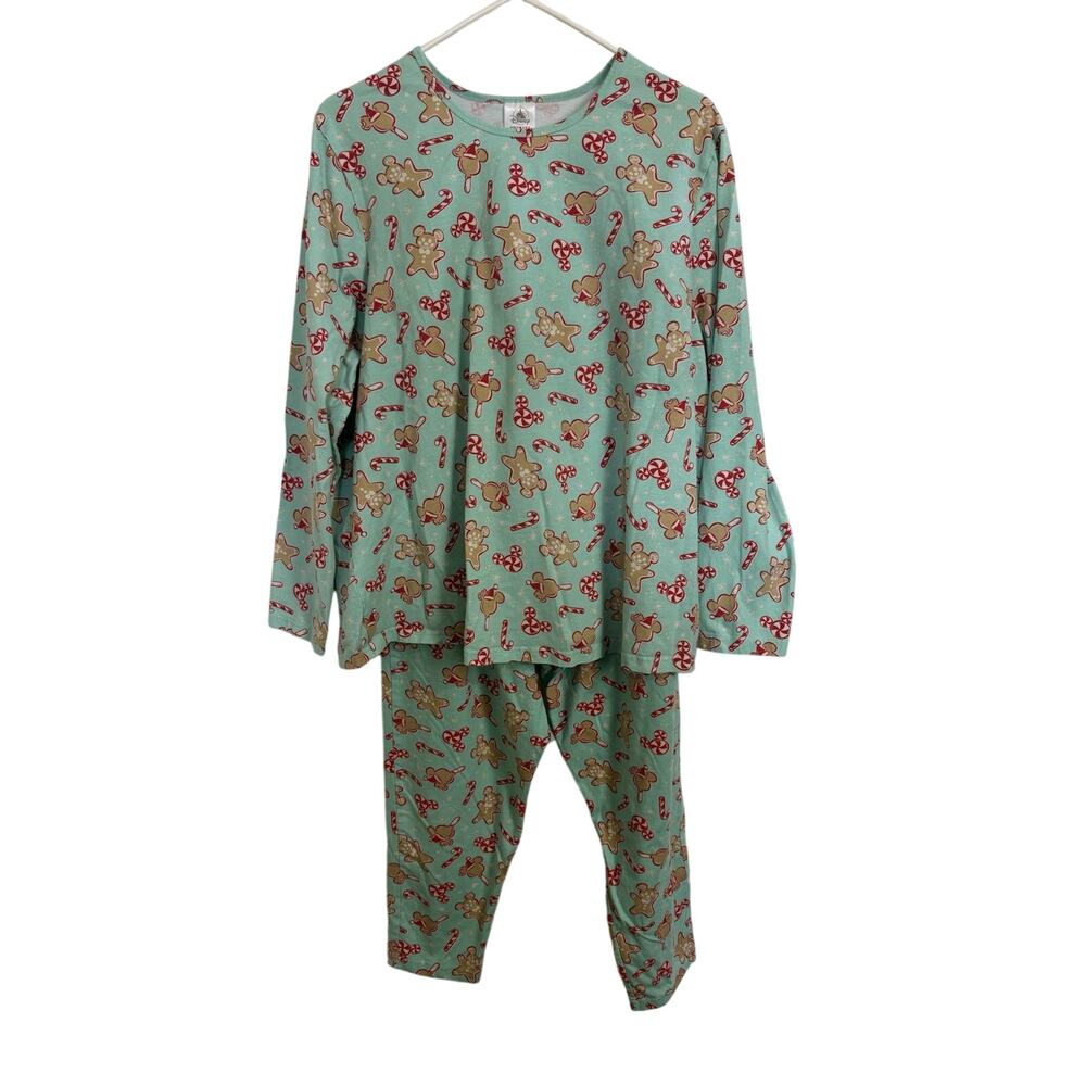 Disney Mickey Mouse Gingerbread Christmas Pajama Size 1X Candy Cane Holiday Pjs